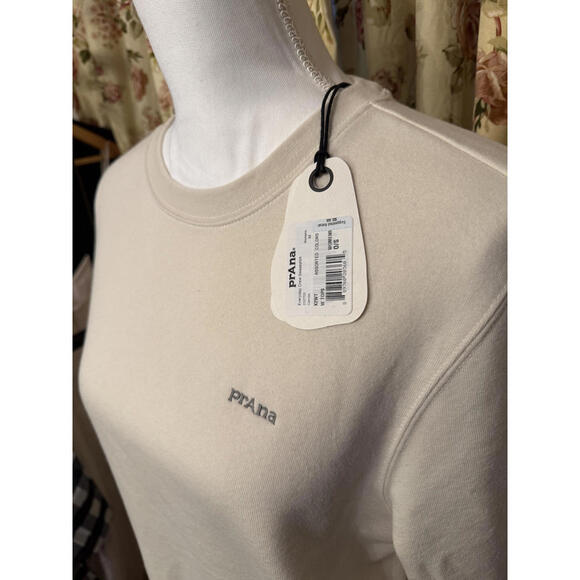 NWT! prAna Women's Fleece Crew Sweatshirt Cream Size Medium - Picture 3 of 7